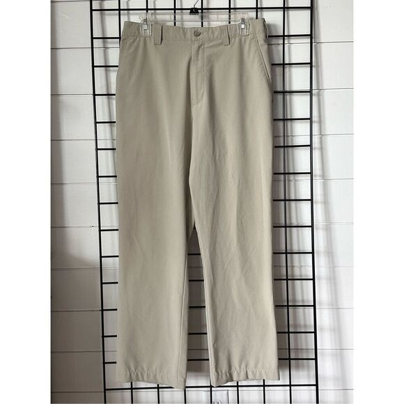 Auburn University CUTTER & BUCK DryTec‎ Pants Mens 32x32 Beige Flat Front - Picture 1 of 14